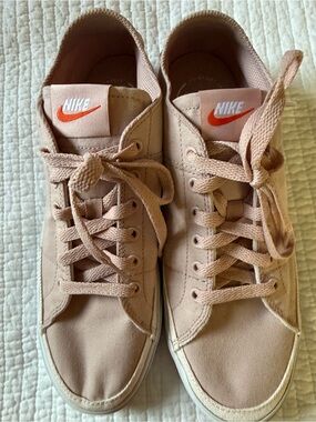 Nike Women’s Pink Canvas Low-Top Sneakers with Orange Swoosh